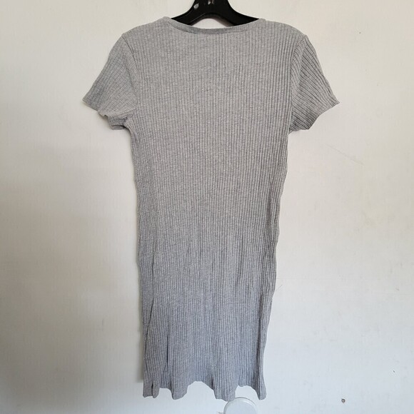 H&M Divided Heather Gray Ribbed Short Sleeve Jersey Knit Mini Dress Size Large - Picture 3 of 11